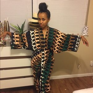 Designer Inspired Kimono Dress/Pants Ethnic Print